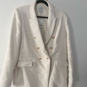 Brand New-Cyrus White Double-Breasted Blazer with Wide Lapels